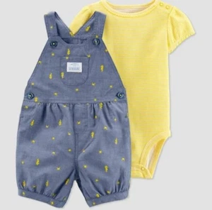 Carter's Baby Girls' 2 piece Sea Horse Print Shortall Set - Picture 1 of 5