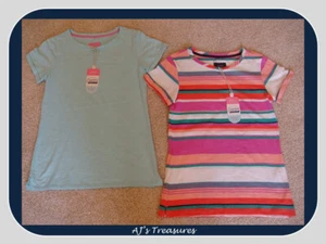 NWT Women's Joules Nessa Tees (Set of Two) ~ Aqua & Multi Striped ~ US Size 2 - Picture 1 of 9