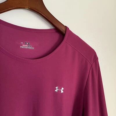 Under Armour T Shirt Womens XL Pink  Pullover  Heatgear Long Sleeve Ladies - Image 1 of 4