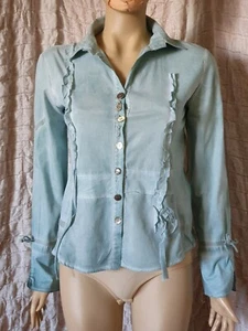 Elisa Cavaletti Club washed hellblaues Baumwollhemd mit Designerknöpfen Gr. S - Bild 1 von 12