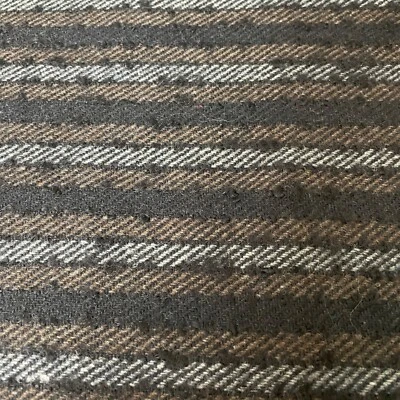 Fabric Lot 1 Yd 14 Ins 58 W Fall Suitings Gray Brown Black Herringbone Stripe - Image 1 of 4