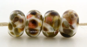 FOREST BOTANICAL Frit * handmade lampwork glass beads TANERES white green brown - Picture 1 of 5