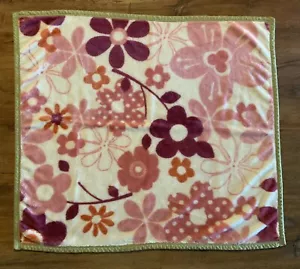 Cocalo Baby Blanket Pink & Purple Flowers Green Trim Floral Throw - Picture 1 of 3