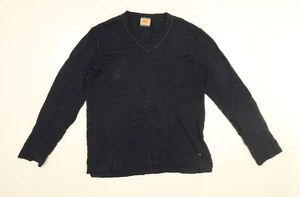 HUGO BOSS Womens Blue V-Neck Polyamide Pullover Jumper Size L - Picture 1 of 10