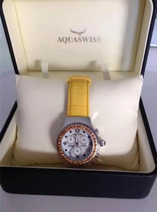 AQUASWISS CHRONOGRAPH SWISS MOVEMENT WATCH WITH GENUINE YELLOW  CITRINES - Picture 1 of 10