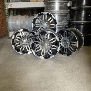 Vision Warrior 16'' Machined with Black Wheels 16x8 5x4.5, 0 Offset Set of Four - Picture 1 of 12