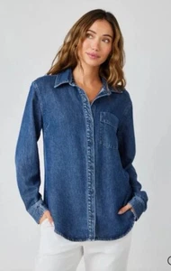 BELLA DAHL Blue Pocket Button Down Shirt SMALL - NEW WITH TAGS - Picture 1 of 6