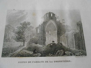 Stahlstich 1838 La Vendée Ruinen der Abtei von La Grenetière - Bild 1 von 1