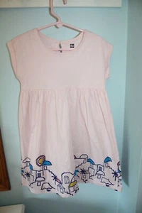 TEA COLLECTION SANTORINI CITYSCAPE Pink Graphic Dress Size 6 Mediterranean EUC - Picture 1 of 3