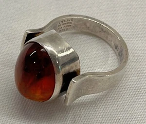 Neils Erik NE aus Dänemark Sterlingsilber Modernist Ring mit Bernstein Größe 6,5 - Bild 1 von 13