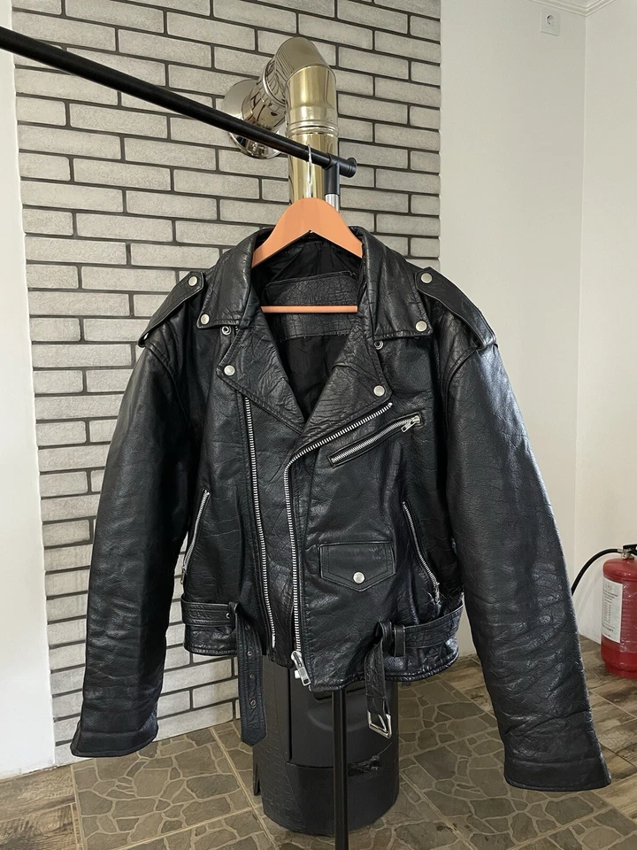 Vintage Perfecto Black Leather Motorcycle Jacket Size XL Bike 1990s - Image 1 of 4