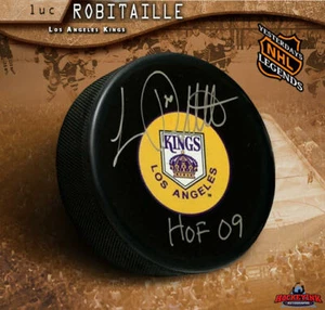 LUC ROBITAILLE Autographed Los Angeles Kings Puck - HOF 09 - Picture 1 of 2