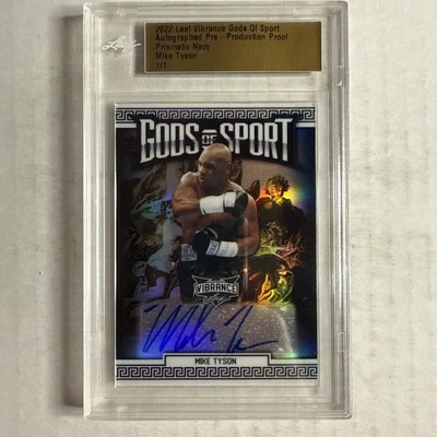 2022 LEAF VIBRANCE GODS OF SPORT Prismatic Navy Mike Tyson PROOF AUTO 1/1 P2 - Image 1 of 2