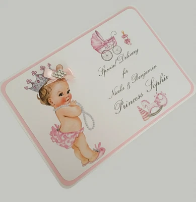 Personalised Baby Announcement Card, Special Delivery Card Baby Cot Girl or Boy - Image 1 of 4