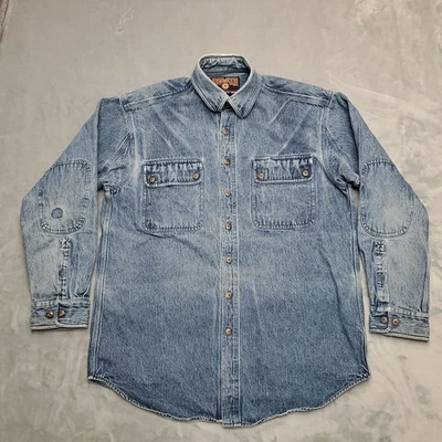 Vintage Duluth Trading Shirt Jacket Mens Large Tall Blue Denim Work Outdoors - Image 1 of 4