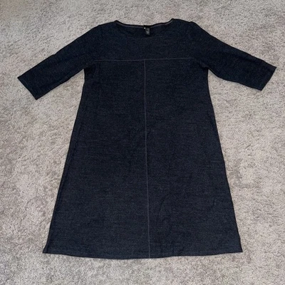 Vestido Eileen Fisher para mujer pequeño grande carbón 100 % lana manga 3/4 EE. UU. USADO EN EXCELENTE ESTADO Foto 1 de 2