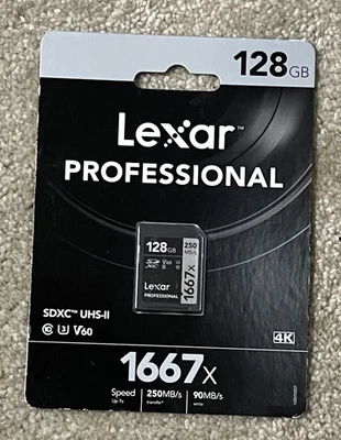 Lexar Professional 128GB 1667x SD XC UHS-II memory Card - Image 1 of 2
