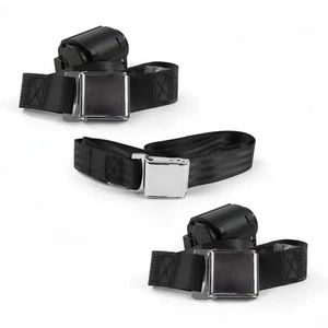 Ford Falcon 1966 - 1970 Airplane 2pt Black Retractable Bench Seat Belt Kit - 3 B - Picture 1 of 6