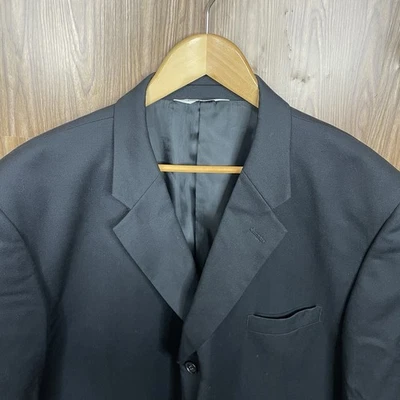 Linea Uomo Blazer Jacket Mens 50XL Black Solid 100% Super 100s Wool Four Buttons - Image 1 of 4