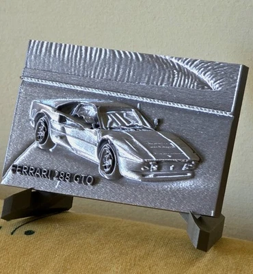Ferrari 288 GTO quadretto con supporto colore Argento Effetto Seta 14 cm - Immagine 1 di 4