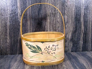 Vintage Spices & Herbs Garden Harvest Wood Basket with Handle Thyme Mint Oregano - Picture 1 of 9