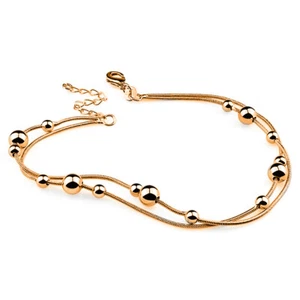 CATENA PIEDI SFERA DONNA ACCIAIO INOX CATENA PIEDI ORO ROSA PIEDE CAVIGLIA GIOIELLI CATENA - Foto 1 di 5
