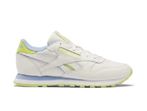 REEBOK EF3277 CL LTHR Wmn`s (Medium) Chalk/Blue/Yellow Leather Lifestyle Shoes - Picture 1 of 6