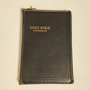 Vintage KJV Holy Bible Illustrated ZIP UP  Leather Gold CROSS World Publishing - Picture 1 of 21