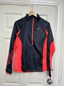 Mizuno Windbreaker Heat Generating 1/4 Zip Black Coral Activewear Sweatshirt A7 - Picture 1 of 4