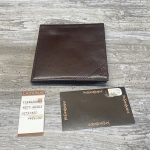VTG YSL Yves Saint Laurent Billfold Vintage Leather Wallet Brown NOS - Picture 1 of 10