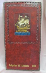 DE COLECCIÓN AÑOS 80 HECHO A MANO CUERO NEGOCIOS RECUERDO BULGARIA OIL COMPANY LIBIA RARO - Imagen 1 de 6