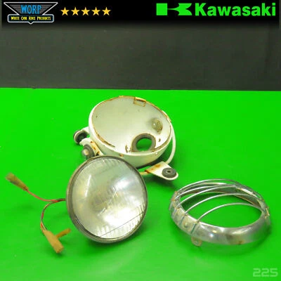 1975 KAWASAKI TRIAL KT250 HEADLIGHT HEAD LIGHT LAMP HOUSING ASSEMBLY OEM - Image 1 of 4