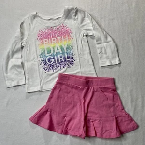 Children’s Place Toddler Girl’s Pink Skort & White Stars Bday Set Sz 12-18Mos - Picture 1 of 11