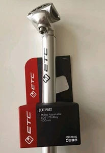Bike Seat Post Micro Adjust - Silver Alloy Stem - 25.6mm x 400mm - UK FAST POST! - Picture 1 of 4