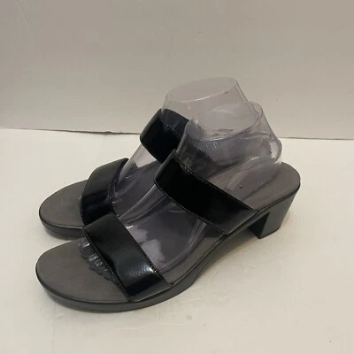 Naot Fate Supreme Women’s 11 Black Patent Leather Open Toe Mid Heel Slide Sandal - Image 1 of 4