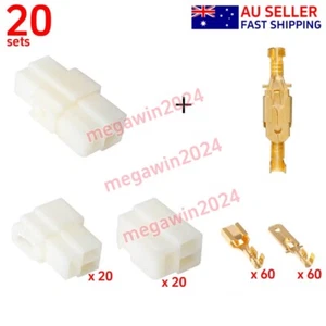 20 Sets Male Female 3-Pin Housing Plug 6.3mm Spade Terminals Wire Connectors - Picture 1 of 7