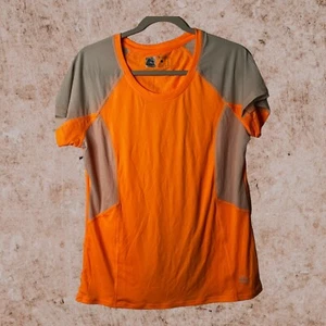 RBX Performance Orange and Tan Short Sleeve Workout Shirt 100% Polyester Size XL - Picture 1 of 5