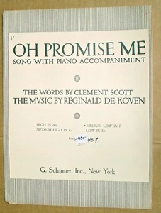 Oh Promise Me by Reginald De Koven Vtg 1917 Sheet Music Medium Low F - Picture 1 of 3