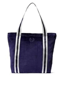 Victoria's Secret PINK Navy Blue Ribbed Soft Velour Large Tote Bag New - Picture 1 of 1
