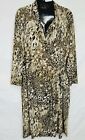 Clara Sun Woo Dress Size M Womens Faux-Wrap 3/4 Sleeve Brown Animal Print