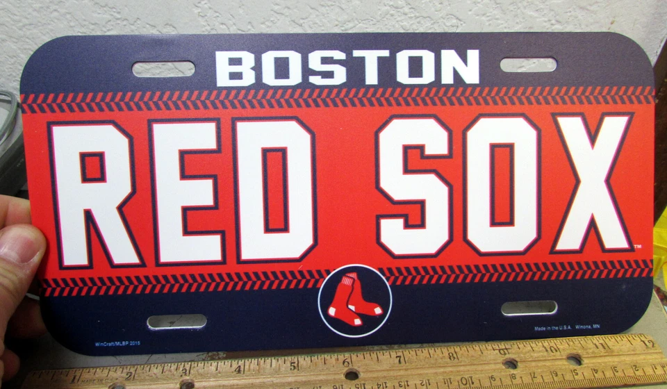 Boston Red Sox Major league Baseball MLB baseball plastic License plate, 2015  - Image 1 of 1