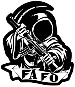 Skull Grim Reaper Funny #FAFO Vinyl Decal Window Gen-X White sticker 8''x9'' - Picture 1 of 2