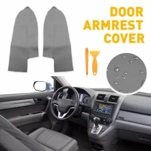 2pcs Front Armrest Panels Door Cover Fits Honda 2007-2012 CR-V CRV Leather Gray - Picture 1 of 12