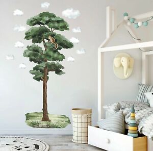 Squirrel on a big Tree with Cloud Wall Fabric Decal Sticker Room Wall Decor