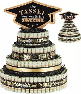 2025 Graduation Gifts for Her/Him- 4 Tier Graduation Cake Filled with Cash Money - Picture 1 of 12