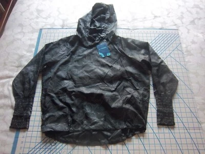 WOMENS SMALL BLACK/GRAY BROOKS LS LIGHTWEIGHT HOODED WIND TOP - NWT - Image 1 of 4