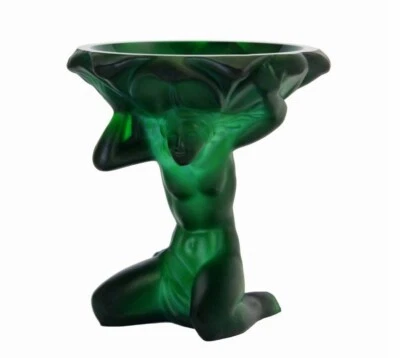 Art Deco Sculpture Malachite Jade Glass Bowl 1930' H.Hoffmann by Lalique - Image 1 of 2