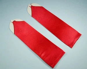 Bridal Prom Costume Adult Satin Fingerless Gloves Red Solid Elbow Length - Picture 1 of 1
