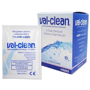 Limpiador de dentaduras flexible concentrado Val-Clean ~ Caja 12 sobres Valplast 1 año - Imagen 1 de 3