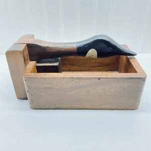 Vintage Hand Carved Wood Nut Cracker Brown Duck - Picture 1 of 10